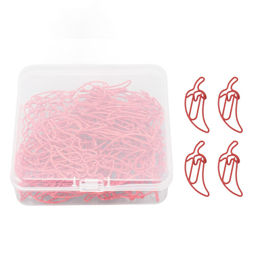 100 Stück rote Paprika-Form-Clips, transparente Box 1