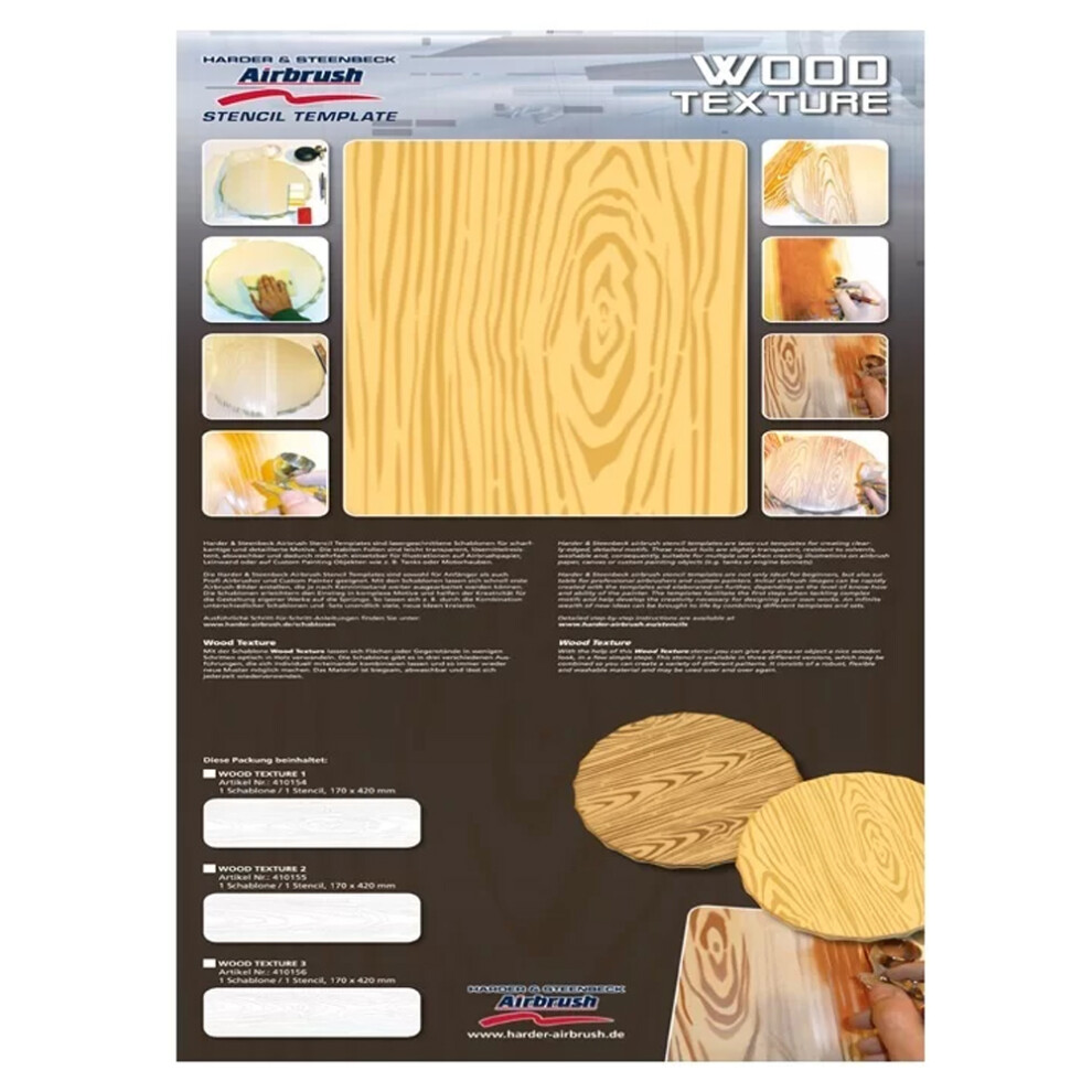 Harder & Steenbeck Airbrush Stencil Template - Wood Texture 410154 4039868006127