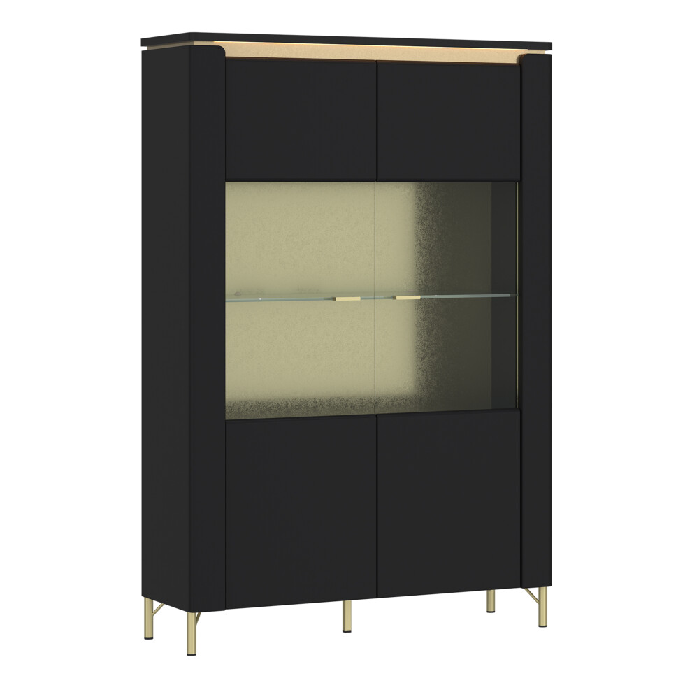 Genoa Vitrin 2 Door in Black Matt/Gold-image-OPC-PHYMXQQ-NEW