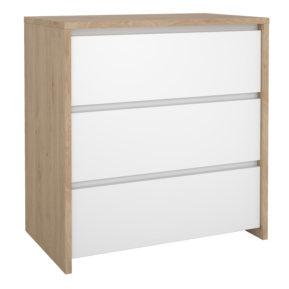 Next Chest 3 Drawers Jackson Hickory White High Gloss