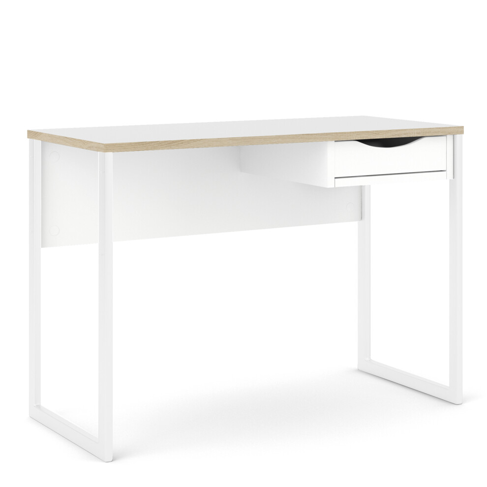 Function Plus Desk White with Oak Trim 1 Drawer