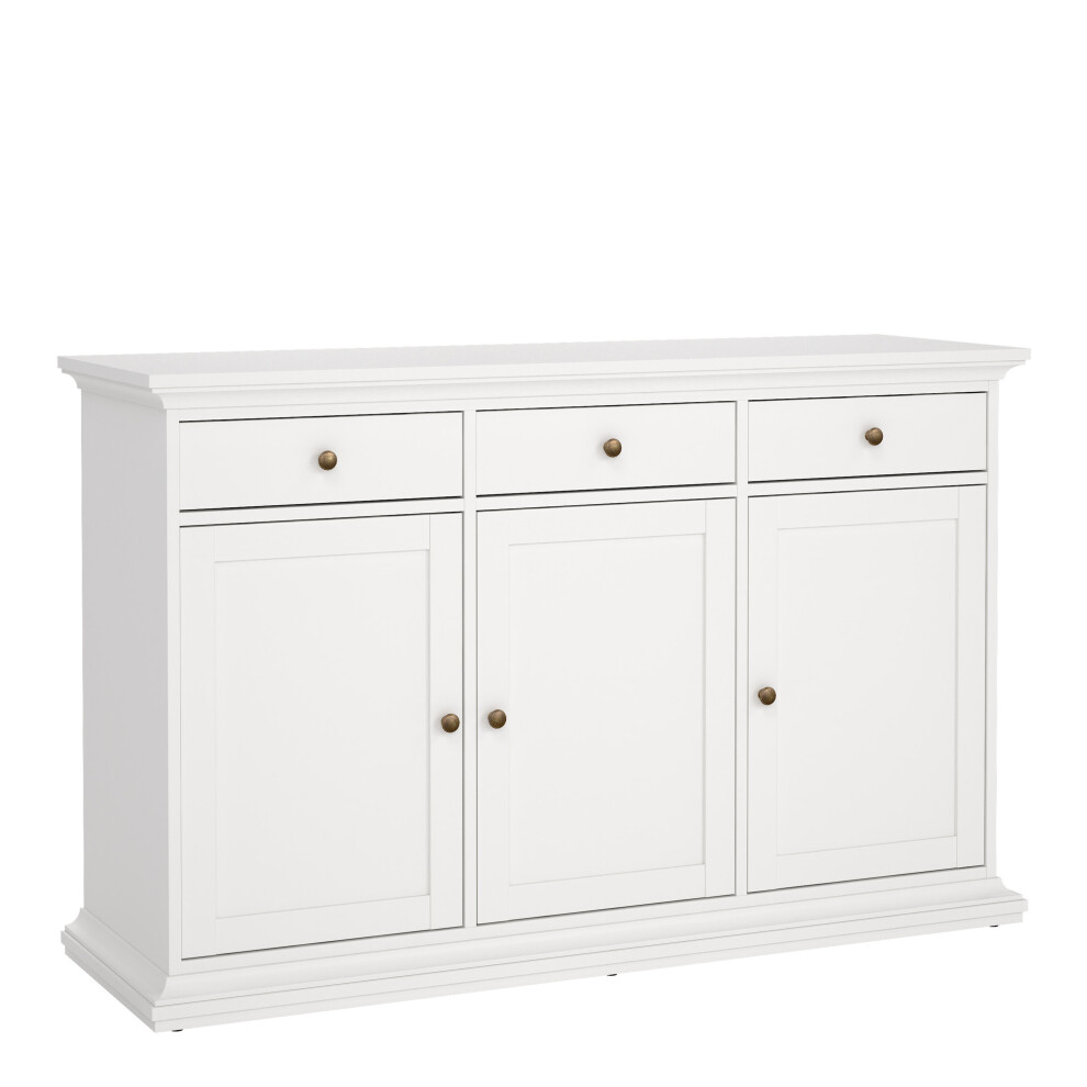 Paris Sideboard with 3 Doors and 3 Drawers in White