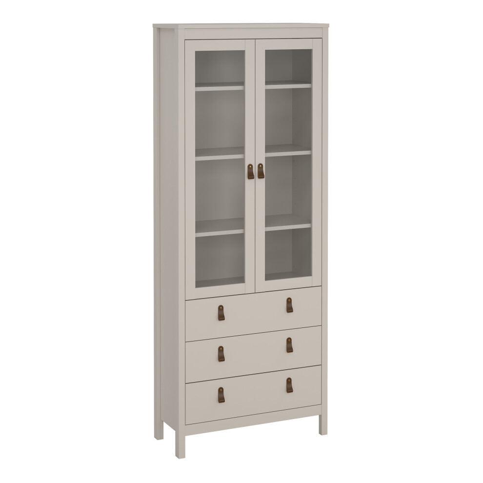 Barcelona China Cabinet 2 Glass Doors with 3 Drawers in Cashmere