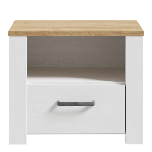 Bohol 1 Drawer Bedside in White/Riviera Oak 1