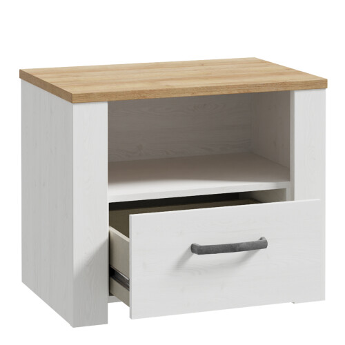 Bohol 1 Drawer Bedside in White/Riviera Oak 2