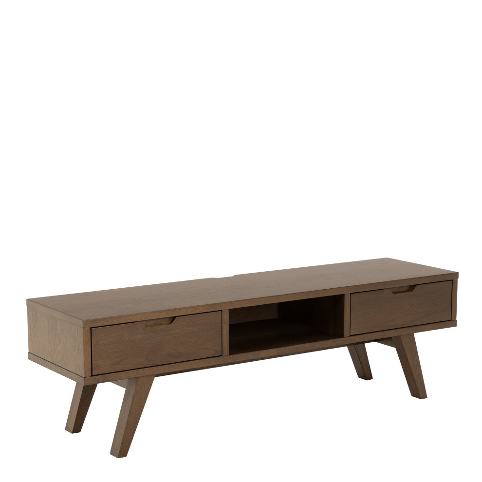 A-Line TV Unit with 2 Drawers in Smoked Oak