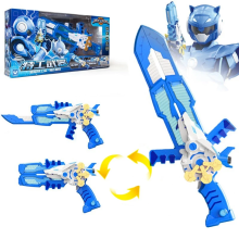 (Blue) Three Mode Mini Force X Transformation Sword with Sound and Light Transformation Weapon Toy