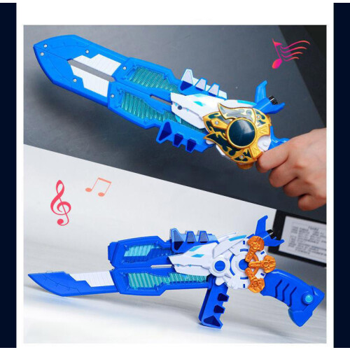 (Blue) Three Mode Mini Force X Transformation Sword with Sound and Light Transformation Weapon Toy 1