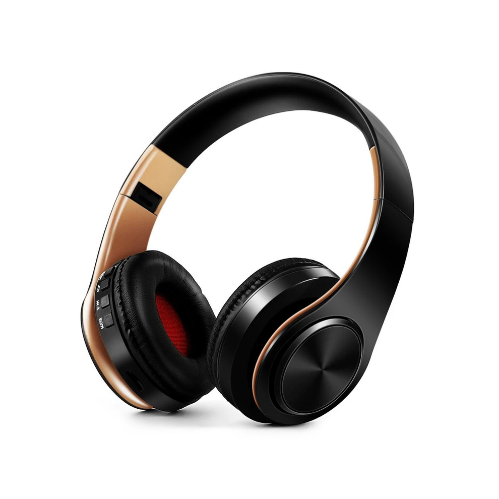 ( Black) Hifi Stereo Earphones Bluetooth Headphone Fm And Support Sd Card With Mic For Mobile Xiaomi Iphone Samsung Tablet Golden/Black 9402573941222