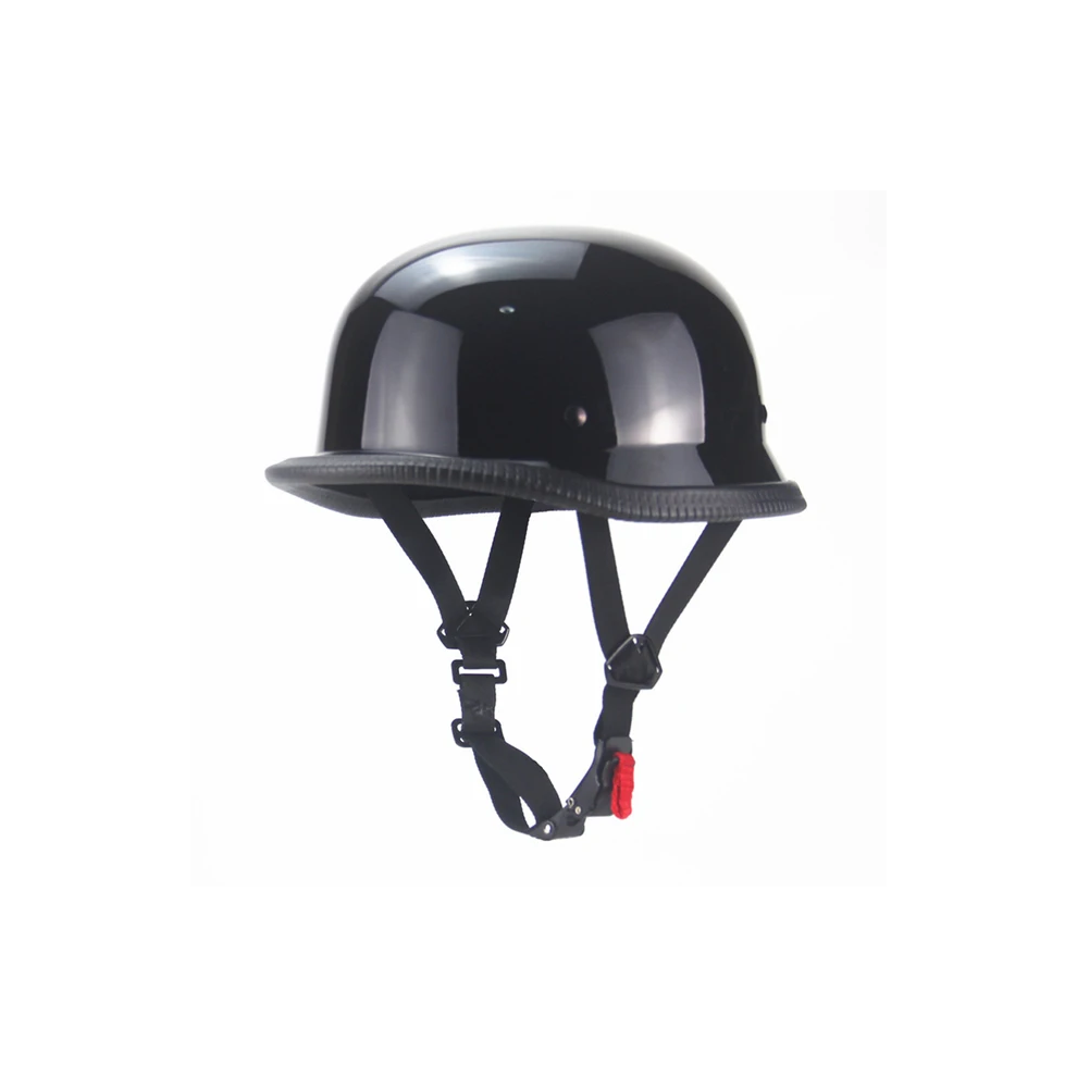 (M, Bright ) Vintage Motorcycle Cruiser Helmet Half Face German Helmet Black 9325405268789