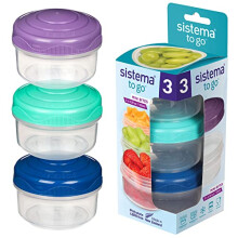 Sistema TO GO Mini Bites Snack Pots | 130 ml | Stackable Snack Boxes with Lids | BPA-Free | 3 Count