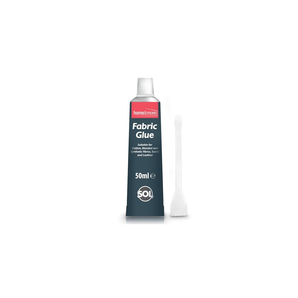 SOL 50ml Fabric Glue Strong with Spreader - Adhesive for Fabrics, Crafts, Upholstery, Material, Badges, Textile, Felt or Wool - Waterproof, Flexible,