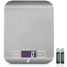 HomeFashion 5kg 1g 11lb Digital Kitchen Scales Food Scale with stainless steel Platform Electronic Cooking Backlit LCD Display Multifunction for Home