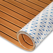 Premium Marine Teak EVA Foam Vloermat - Dubbele Laag, U-Groef, 1120mm x 2400mm, 3M Lijm voor Boten & Seadoo