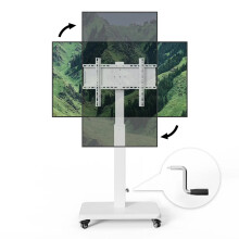 Verstelbare rollende tv-standaard met 90 rotatie voor 42-75 inch schermen, mobiele kar met wielen, ondersteunt VESA 600x500mm