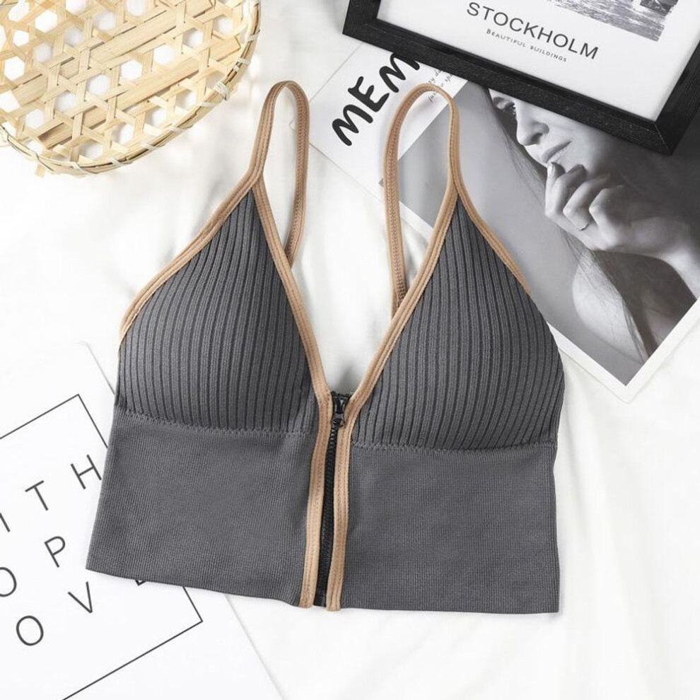 (grey, One Size) Sports Bra Crop Top Fitness Women Sportswear Feminine Sport Top Bras For Fitness Gym Female Underwear Running Push Up Lingerie