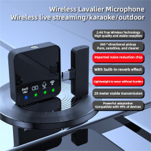 Microphone-cravate sans fil 1/2 micro, 300 mAh, 12x8x3 cm, Noir