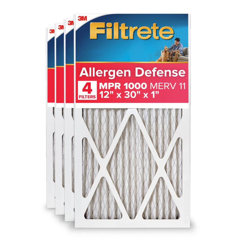 12X30x1 Ac Furnace Air Filter, Merv 11, Mpr 1000, Micro Allergen Defense, 3-Month Filter 477169004086