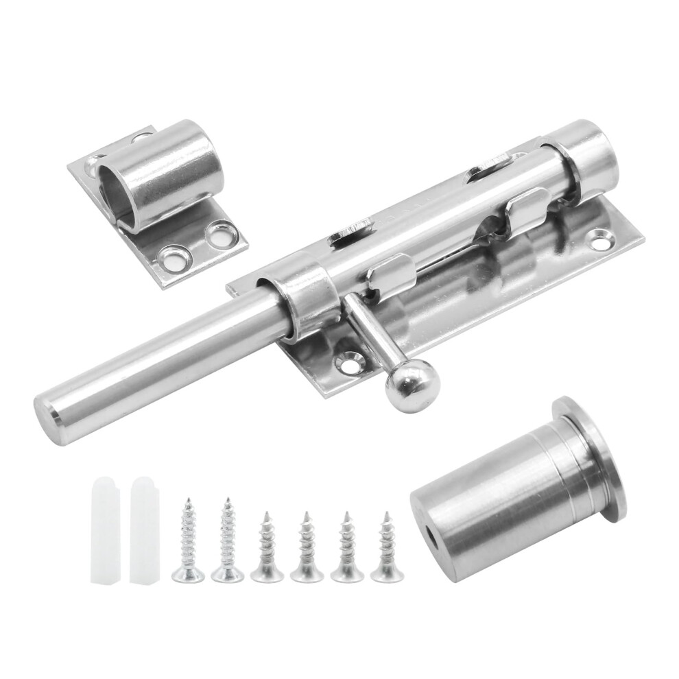 6.3-Inch Barrel Bolt Latch, 304 Stainless Steel Barn Door Latch, For Shed & Doors 477169004369