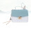 Borsa a spalla in PU blu, con manico superiore, color blocking 16