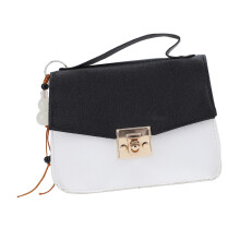 Bolso de hombro para mujer con asa superior de PU, amplio, negro