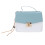 Borsa a spalla in PU blu, con manico superiore, color blocking 1