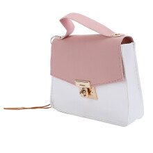 Borsa a spalla con manico superiore in PU rosa, ColorBlocking