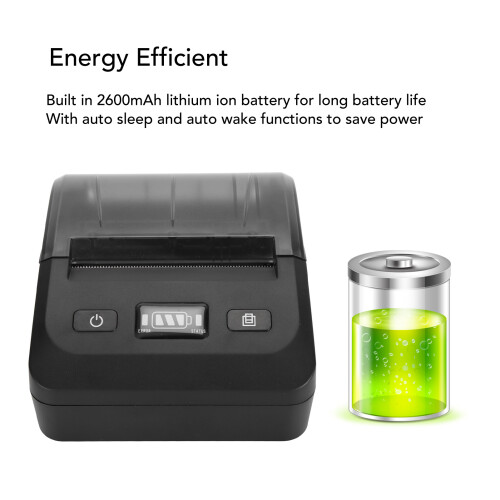 Portable 80mm Bluetooth Thermal Receipt Printer 2600mAh 2