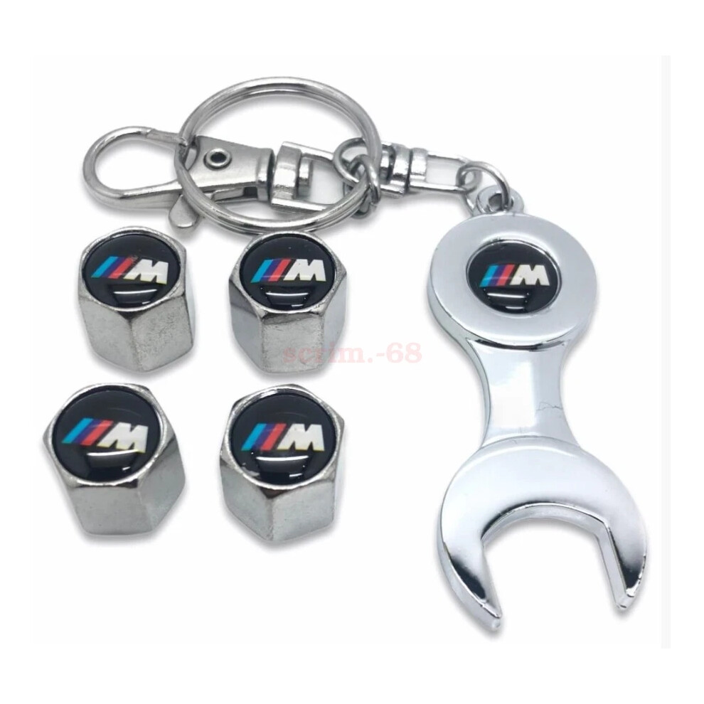 4Pcs Caps +1 Wrench Keychain Car Wheel Tire Valves Tyre Air Caps Emblem 6963793982561