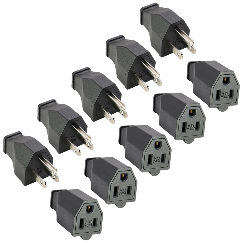 Straight Blade Plug Extension Cord Ends 15A 125V, 3Wire Male Plug And Female Connector 477169021885