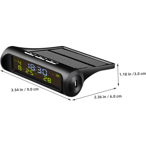 Solar Powered Car Clock with Digital Thermometer Multi Functional Dashboard and Temperature Display for Vehicles Auto Clock for Accurate Timekeeping 2