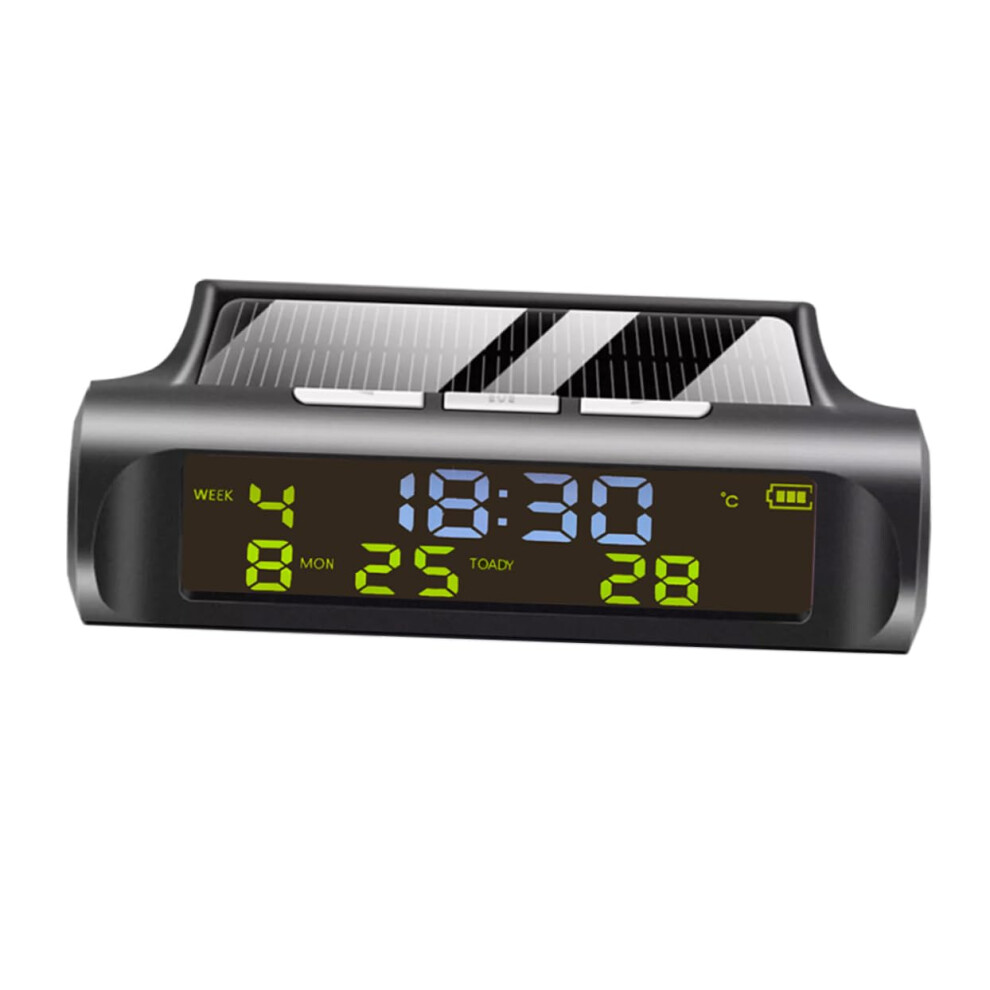 Solar Powered Car Clock With Digital Thermometer Multi Functional Dashboard And Temperature Display For Vehicles Auto Clock For Accurate Timekeeping 477169023087