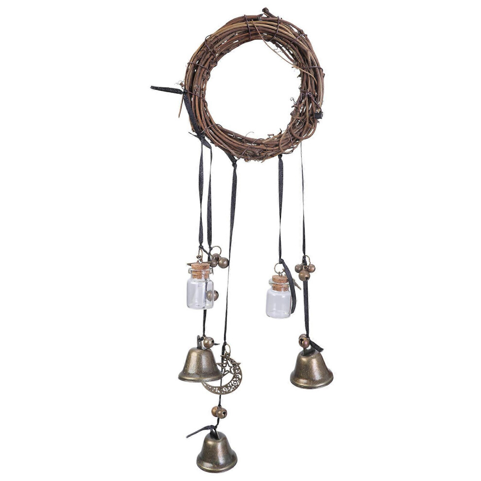 (As show, One size) Witch Bells for Protection Door Hangers Witch Wind Chimes Wreath Hanging Witch Bells for Home Door Doorknob
