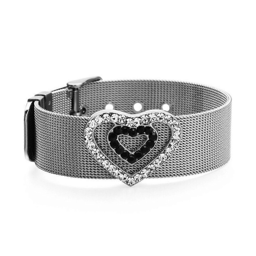 (As show, One size) Heart Bracelets Belt Style Bracelets Adjustable Belt Bracelets Titanium Steel Material Heart Chain Bracelets for Woman