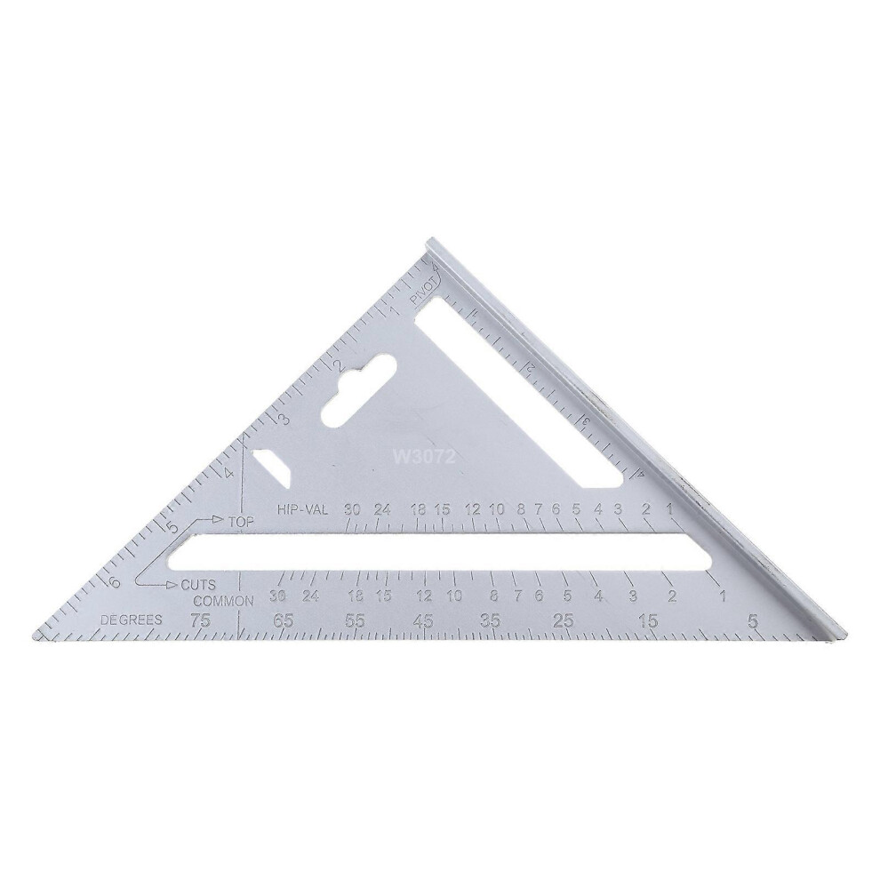 (175MM, One size) Triangle Ruler Thickening Angle Protractor Stainless Steel Aluminum-Alloy Carpenter Measurement Square Ruler Woodworking