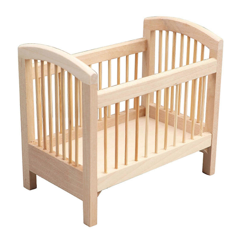 (As show, One size) Dollhouse Miniature Furniture Baby Cradle Micro Bassinet Toy Girls Pretend Role for Play House Supply for Doll House Acc