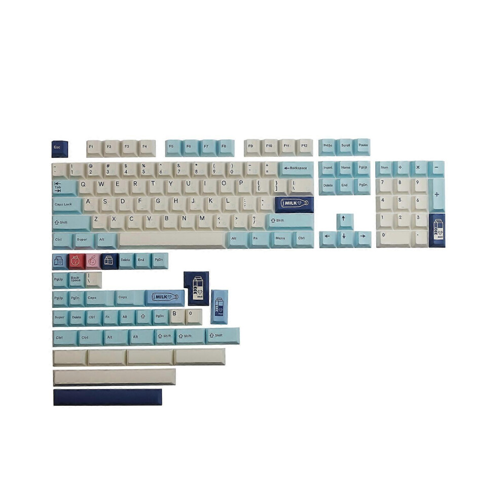 (As show, One size) 143-Key Cherry Profile Keycap Fruit Milk Thick PBT Dye Subbed Keycaps For MX Switches Gaming Mechanical Keyboard for Key