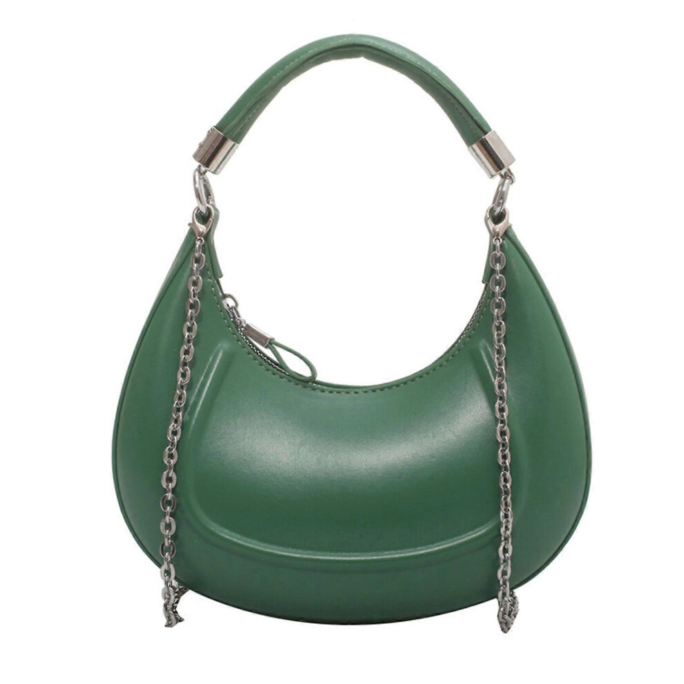 (As show, One size) Women's PU Leather Hobo Bag Solid Shoulder Bag with Chain Strap All-matching Handbags Clutch Purse Vintage Crossbody Bag  Gree
