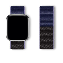 (New Midnight Blue, 44/45/46/49mm) For Apple Watch Strap Nylon Sport Loop Woven Band Series 7 6 5 4SE 38mm 40mm 42mm 44mm 45mm 46mm 49mm