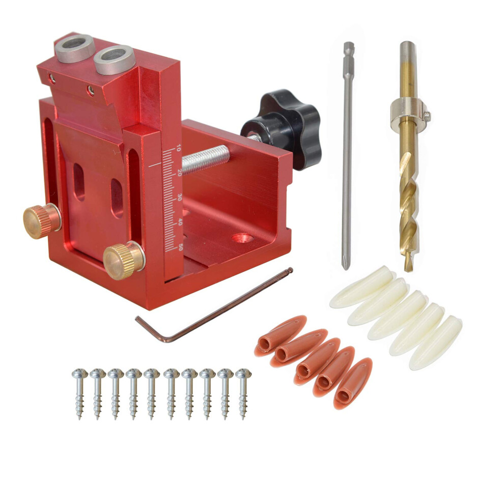 Pocket Hole Jig Driller Guide Dowel Jig Kit Hole Locator With Clamp Aluminum Carpentry Woodworking Diy Drill Tools With 9Mm Drill Bit 477169025814