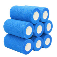 Coban Cohesive Bandage Latex 4' x 4.5m First Aid Bandages Stretch Sport Wrap Athletic Tape Wrist Bandages,Blue(8 Rolls)