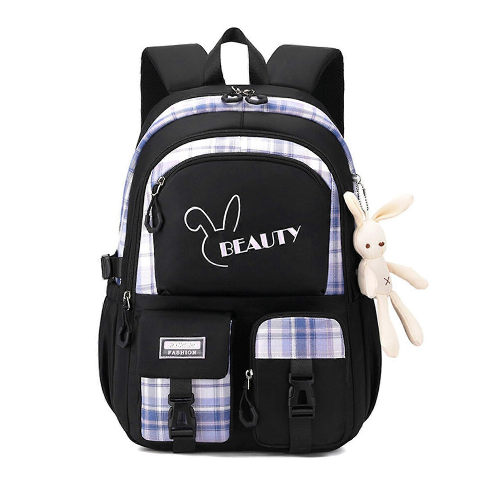 (Purple, One Size) School Backpack With Cute Pendant For Teen Girl College Large Capacity Bookbag Schoolbag Cute Student Daypack Black Black,Purple