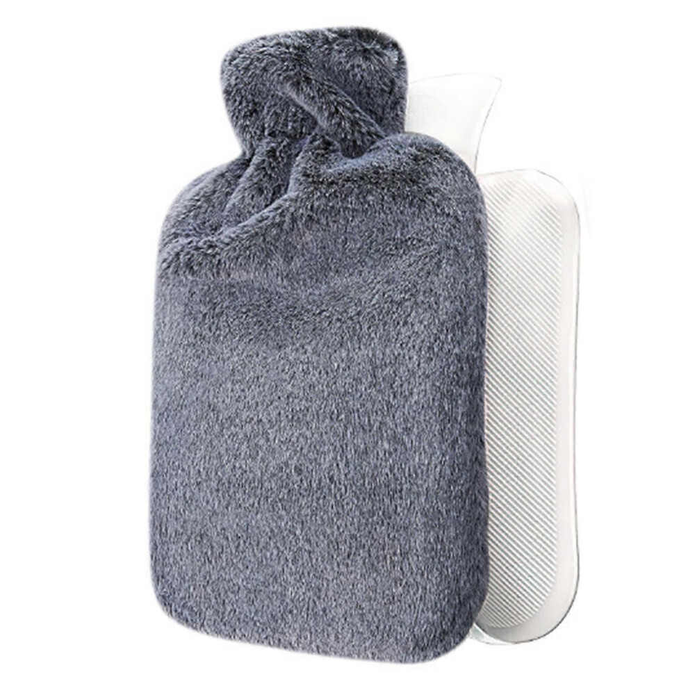(Gray, One Size) Hot Water Bottle With Cover,Rubber Heat Therapies And Cold Therapies For Menstrual Cramps,Pains Relief,Aches And Pains Black