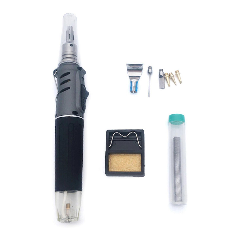 (As show, One size) 10-in-1 Professional Butane Gas Soldering Iron Set Welding Kit Torch Stainless Steel Temperature Adjustable 0-1300