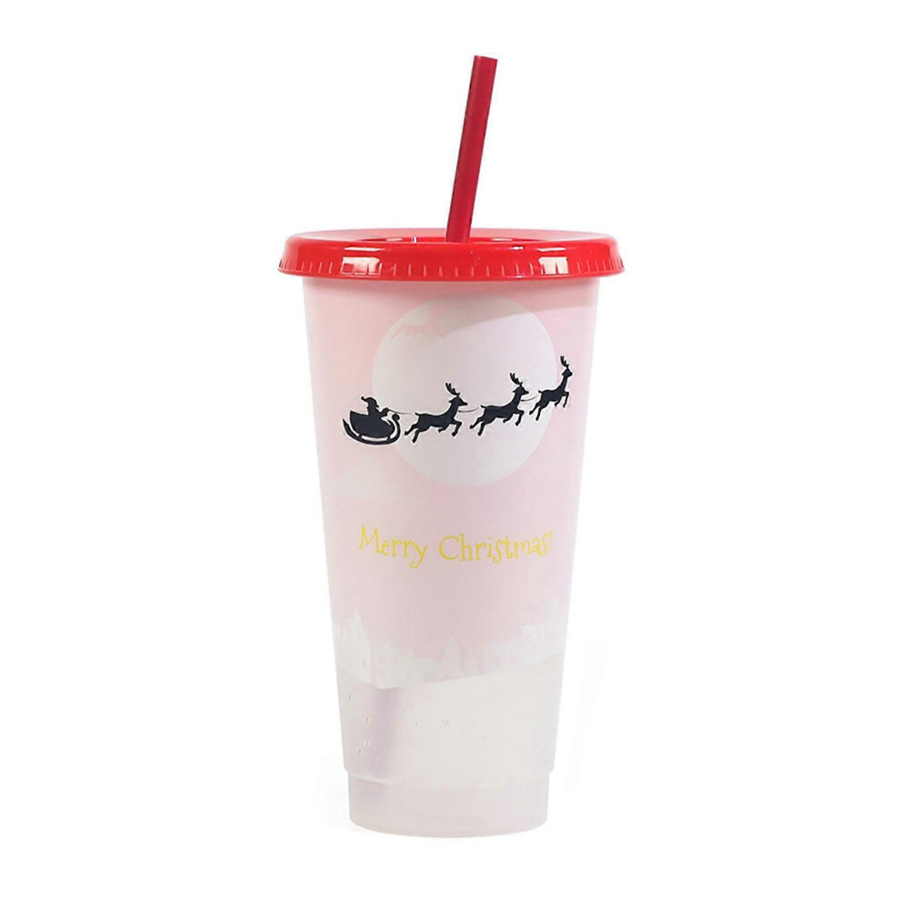 (2, One size) Color Changing Cups Christmas Reusable Tumbler with Lids and Straws Ice Water Color Changing BPA Free Tumblers 3 Styles