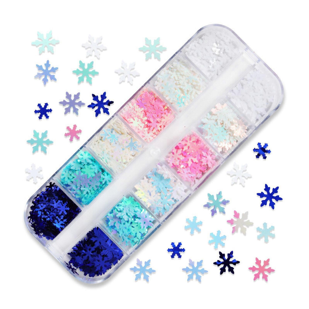 (As show, One size) Snowflake Nail Glitter Sequins,Holographic Nail Art Snowflakes Confetti Flake for Manicure Nail Art Design Nail Decals