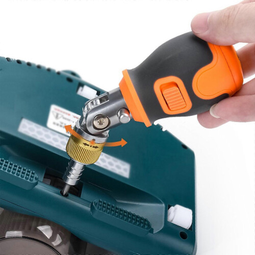 (Orange, One size) Universal Adjustable Forward & Reverse Mini Screwdriver Rod Adjustable Rapid Ratchet Wrench Quick Socket Wrench Tools  Grey 1