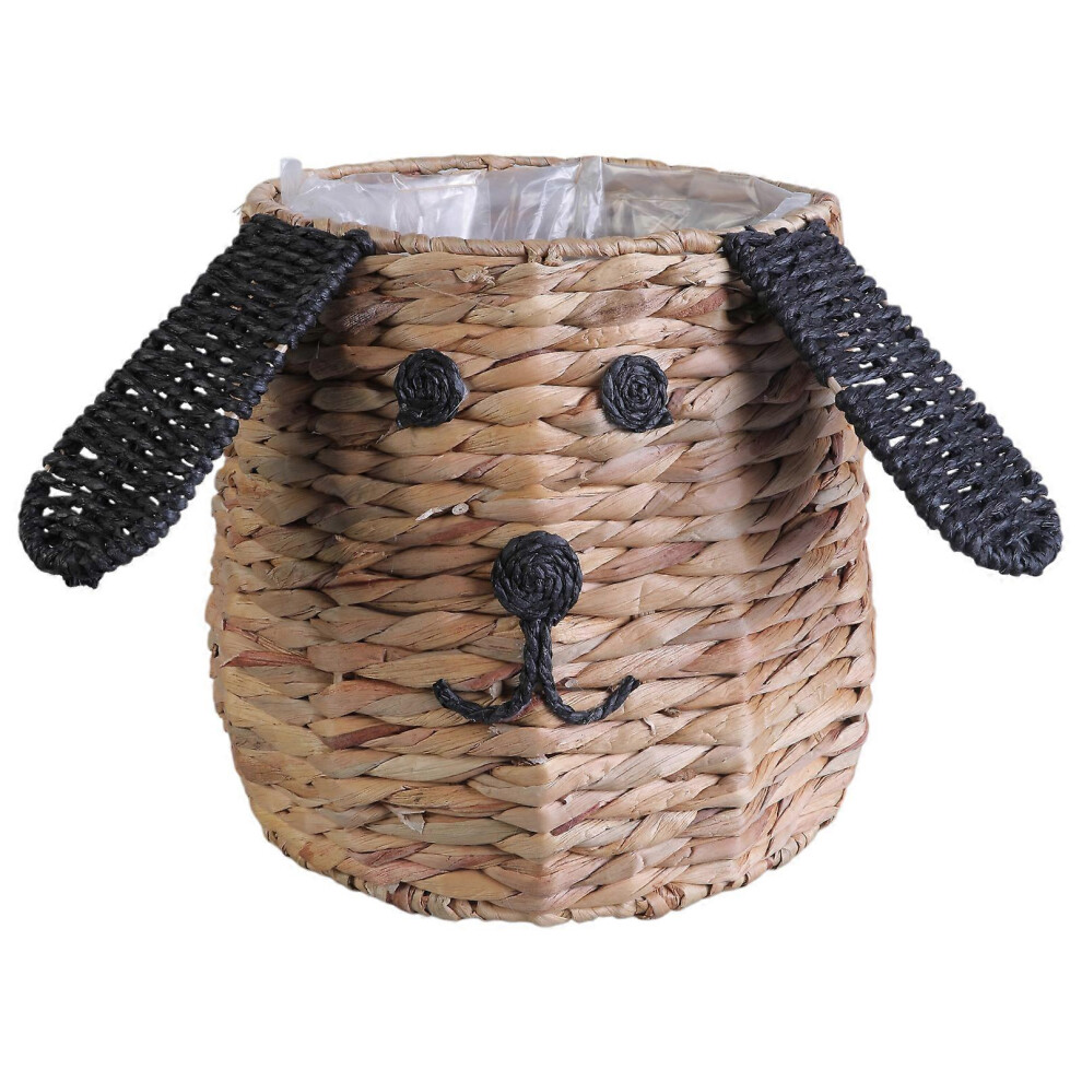 (Small black ear, One size) Hand-woven Wood Storage-Basket Portable-Wall Hanging- Flower-Basket Organizer Fruit Vegetable Rattan Box Home-Decoration