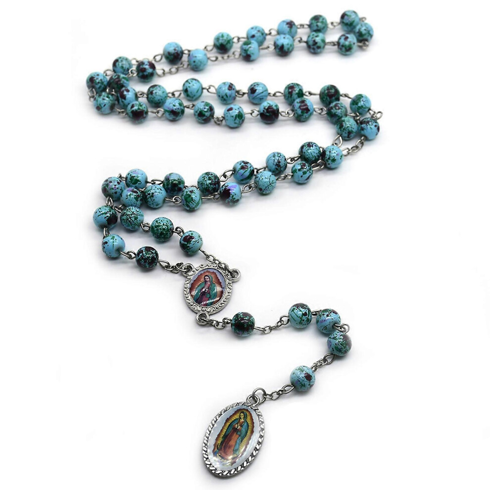 (As show, One size) Rosary Bead Necklace Catholic Necklace Our Lady of Guadalupe Holy Pendant Clavicle Chain Catholic Prayer Chain for Women