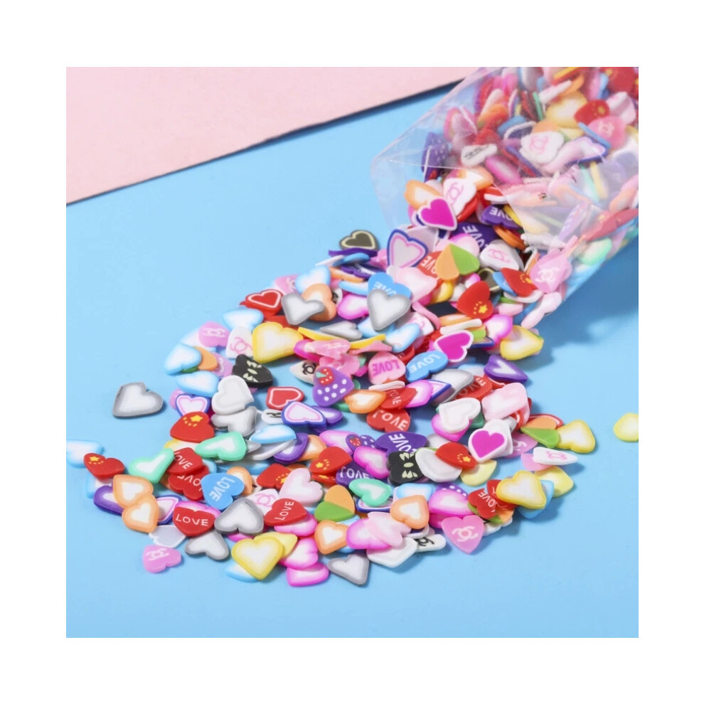 (Love) 1000Pcs 3D Polymer Clay Nail Art Fruit Flower Feather Fimo Slices Decor Crafts